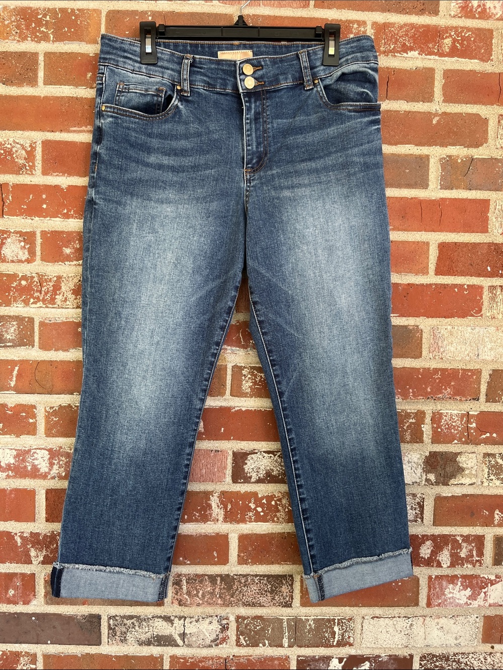 Kut From The Kloth Amy Crop Frayed Straight Leg Blue Jean Size 12